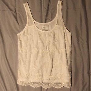 Gilly Hicks White Sequined Tank Top, Size Small